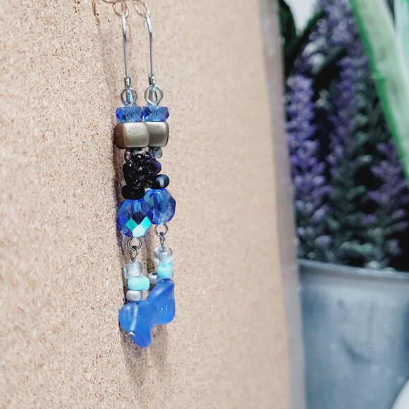 NEW BOHEMIALIZ earrings 689blulea#mfs Czech blue dangle earrings fairy earrings - Picture 3 of 5